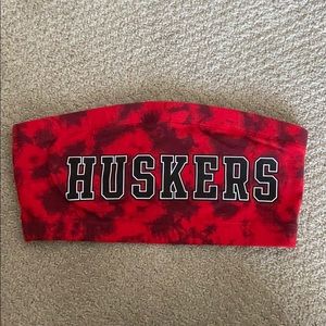 Nebraska Huskers red tie dye tube top